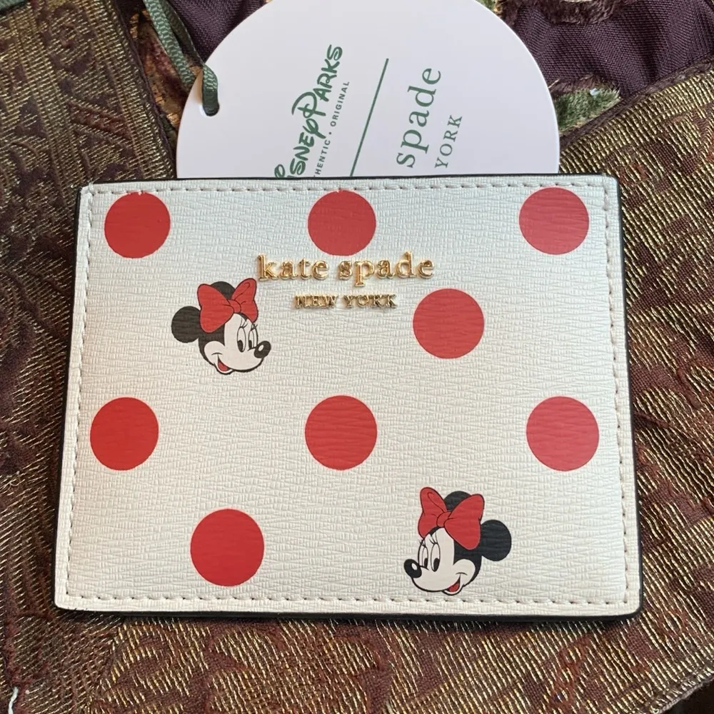 Authentic KATE SPADE LImited Edition leather dots Disney card case - Image 2