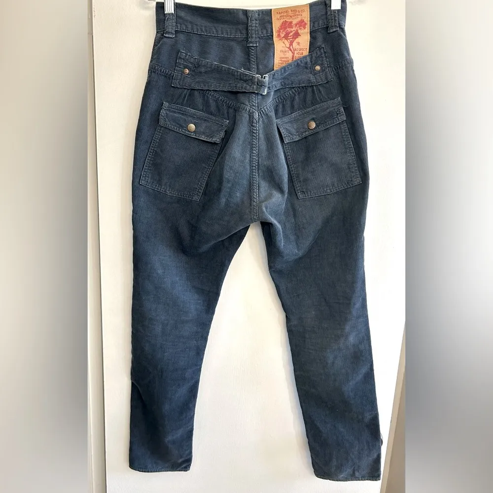 Kapital Blue Handed Corduroy Bush Pant. The color is a dark blue - Image 2