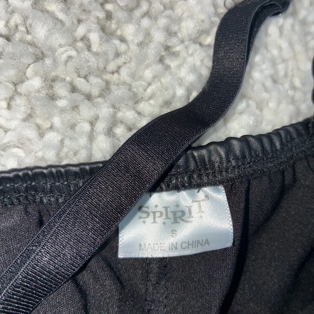 Spirit Halloween Black Faux Leather Bodycon Dress - Image 2