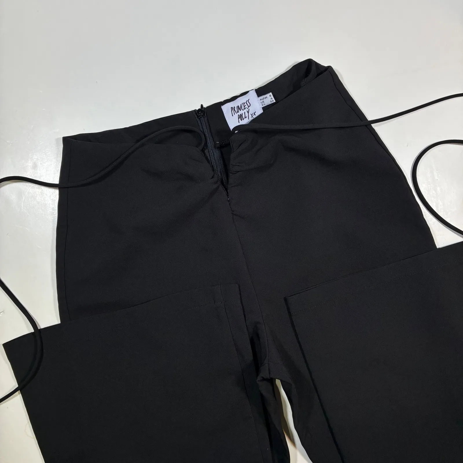 EUC Princess Polly XX Black Flare Pants Drawstring High Waist US 4 AU 8 - Image 3