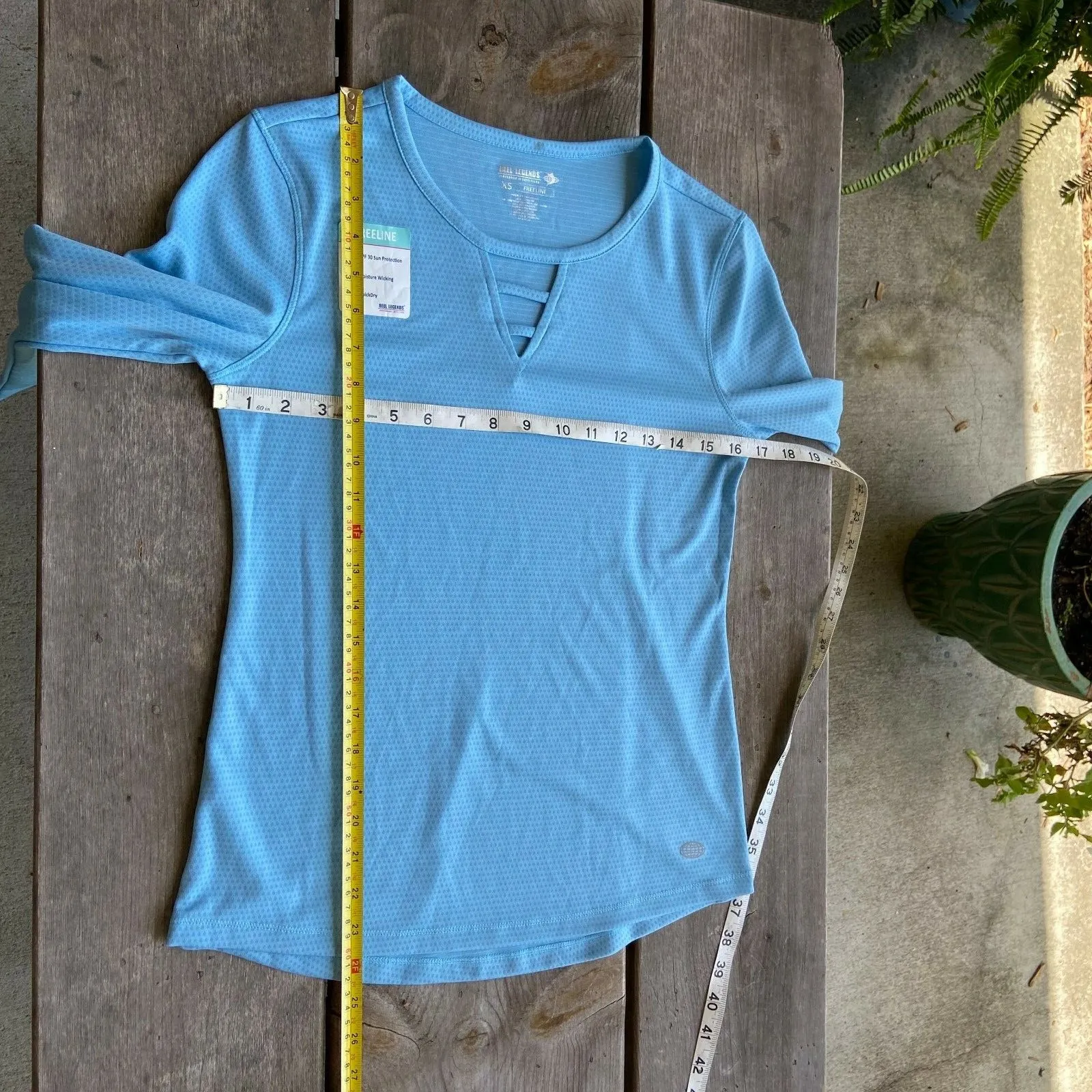 Reel Legends Womens Top Size XS Freeline Light‎ Blue Long Sleeve NEW - Image 5
