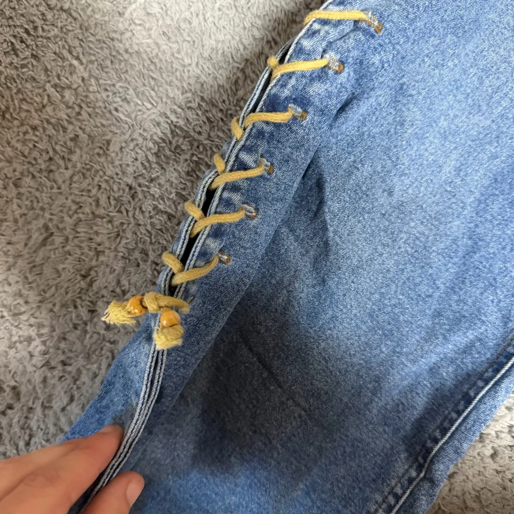 Y2K Mudd Yo! Low RiseLace Up Flare Jeans Size 7 - Image 6
