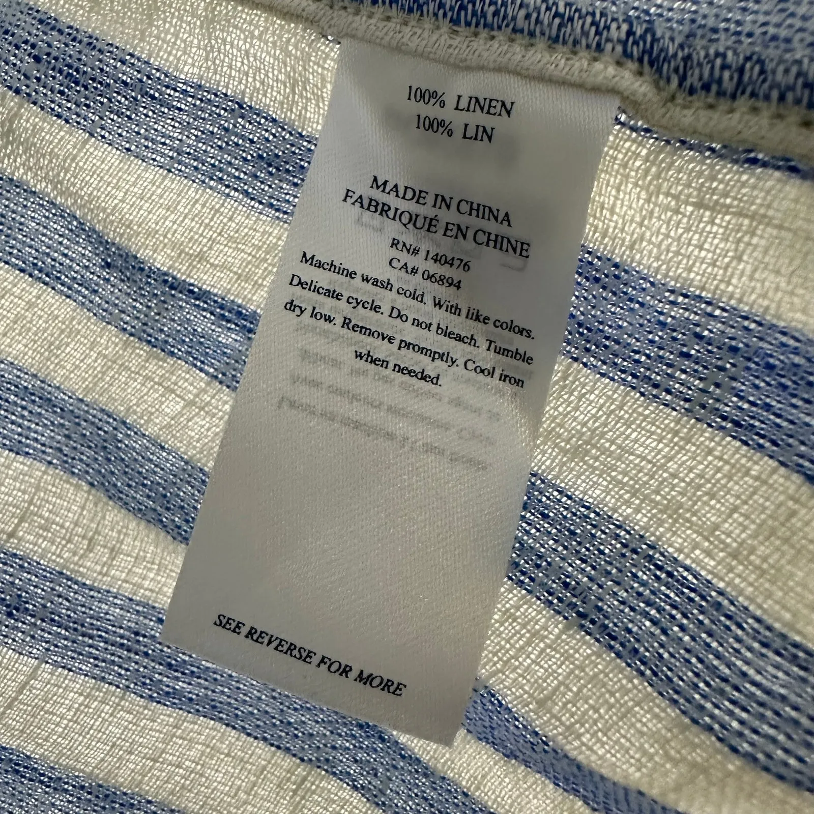 Faherty Avery Stripe Linen Shirt Size Medium - Image 3