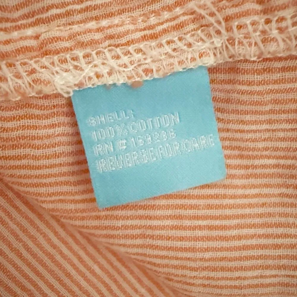 J. MCLAUGHLIN | Mini Banker Stripe Blouse Orange White Lightweight Collar | XL - Image 6