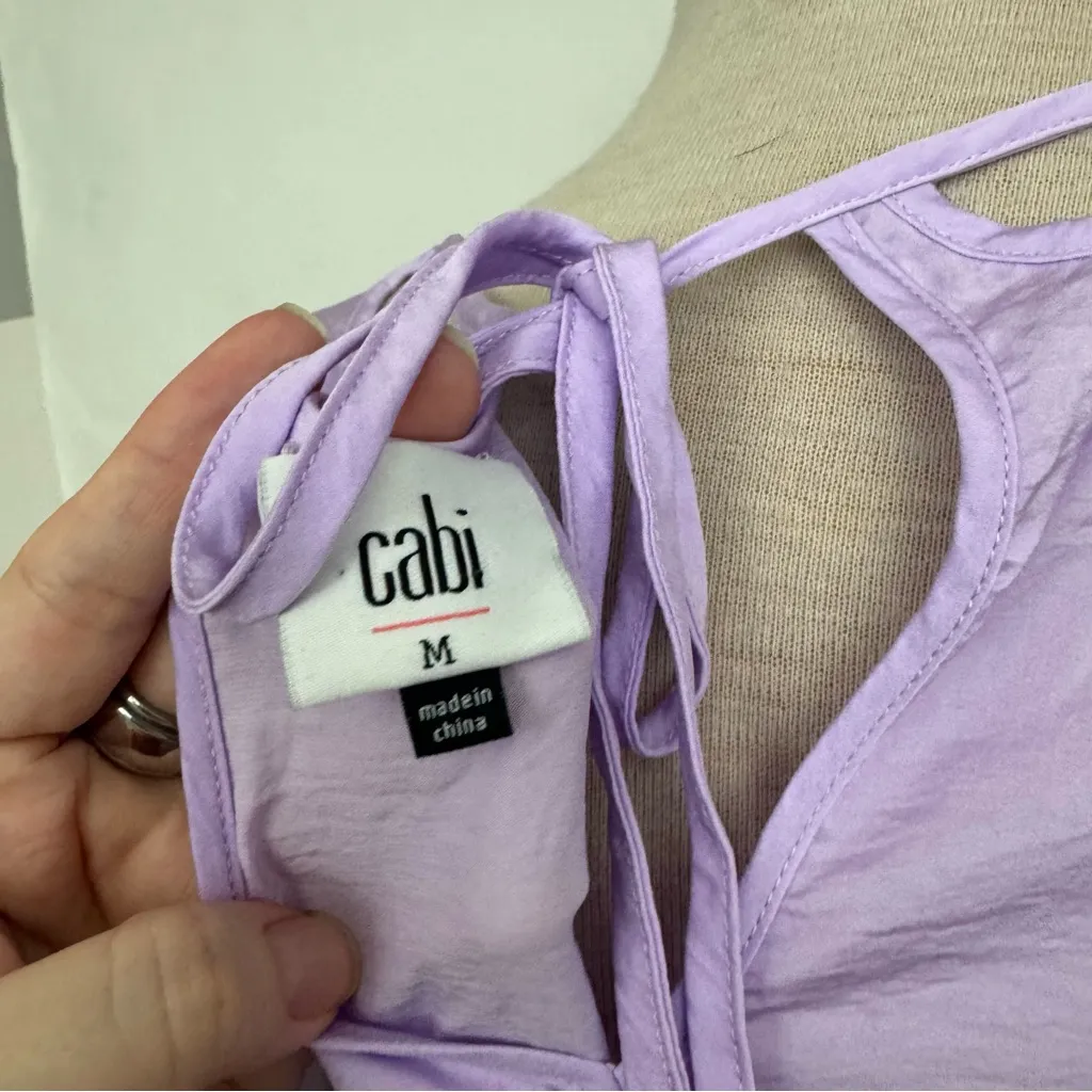 CAbi #5909 Cutout Top In Lavender Purple Sleeveless Blouse medium tunic - Image 4