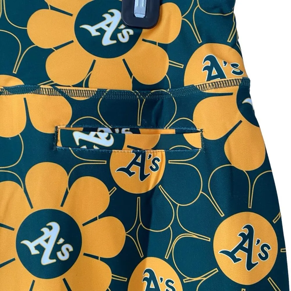 Loudmouth Oakland A’s Athletics Flower Skort Golf Skirt Green MLB NWTs large Yellow - Image 3