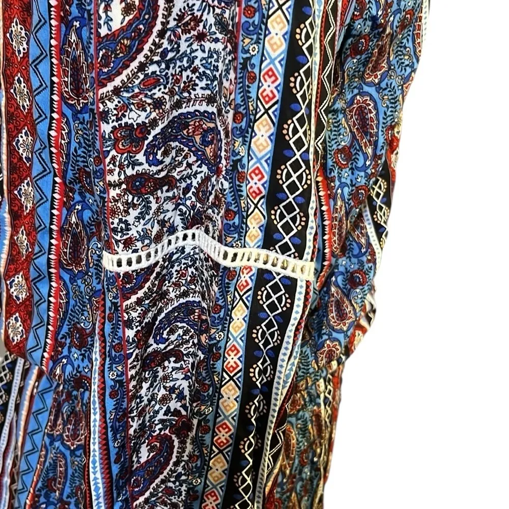 Roper Blue and Red Graphic Long Sleeve Romper with Pockets - Image 4