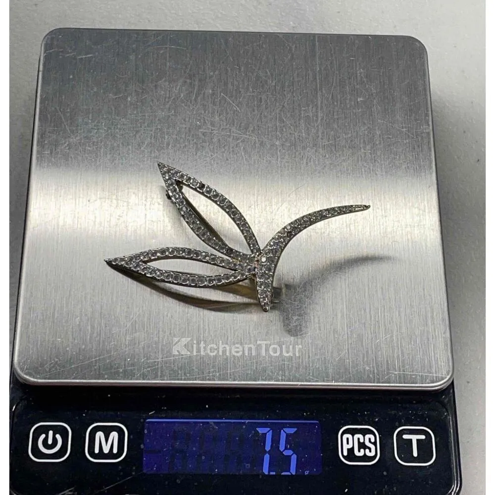 Vintage Swarovski Dragonfly Brooch Gold Tone Rhinestone - Image 9