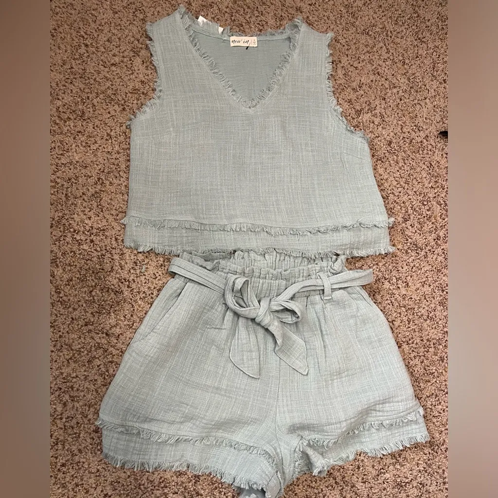 New In 2 Piece Set Size Small Tank and Shorts Blue - Image 3