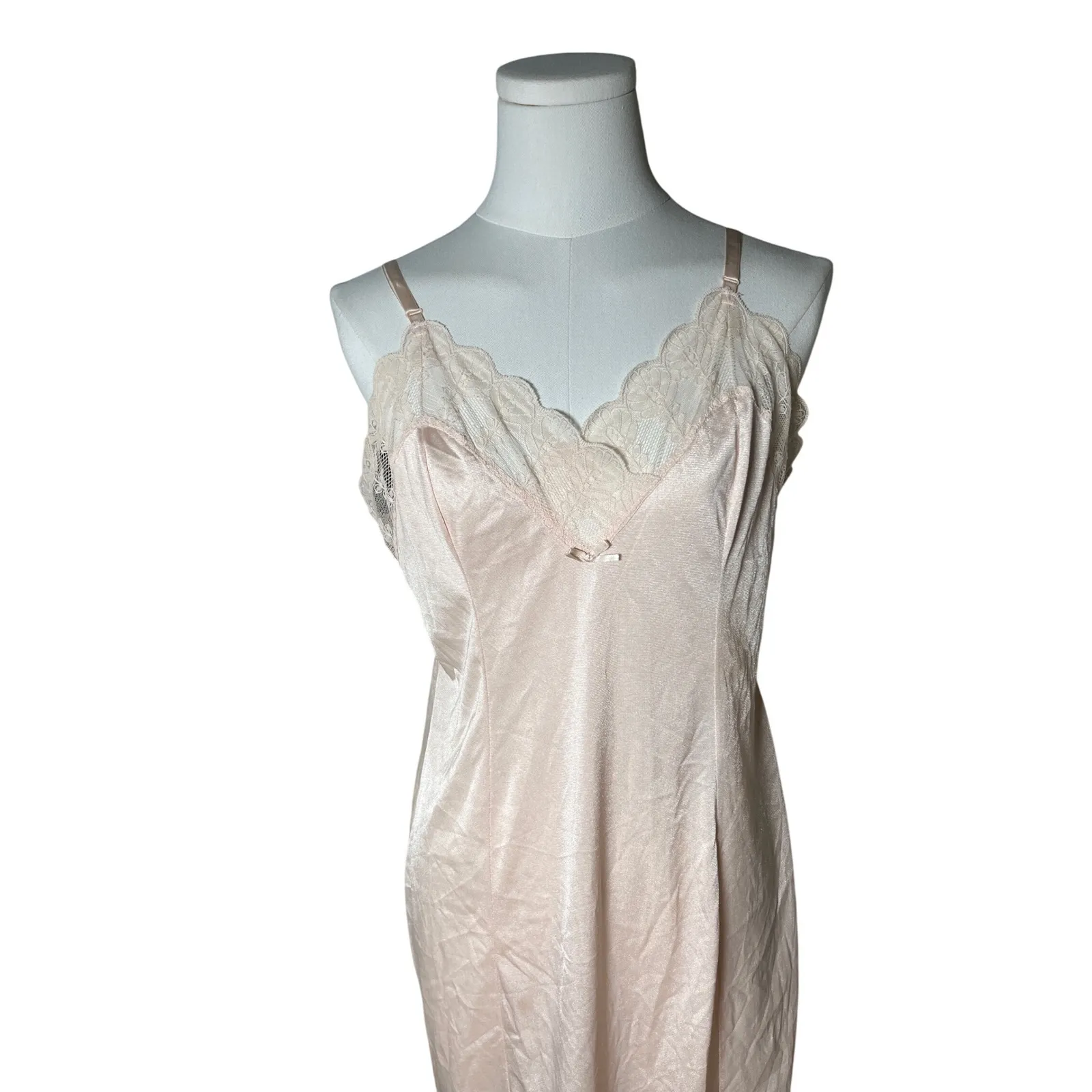 Vintage Vassarette Pink Lace Slip Dress 38 Coquette WhimsyGoth Boudoir Y2K USA L - Image 9