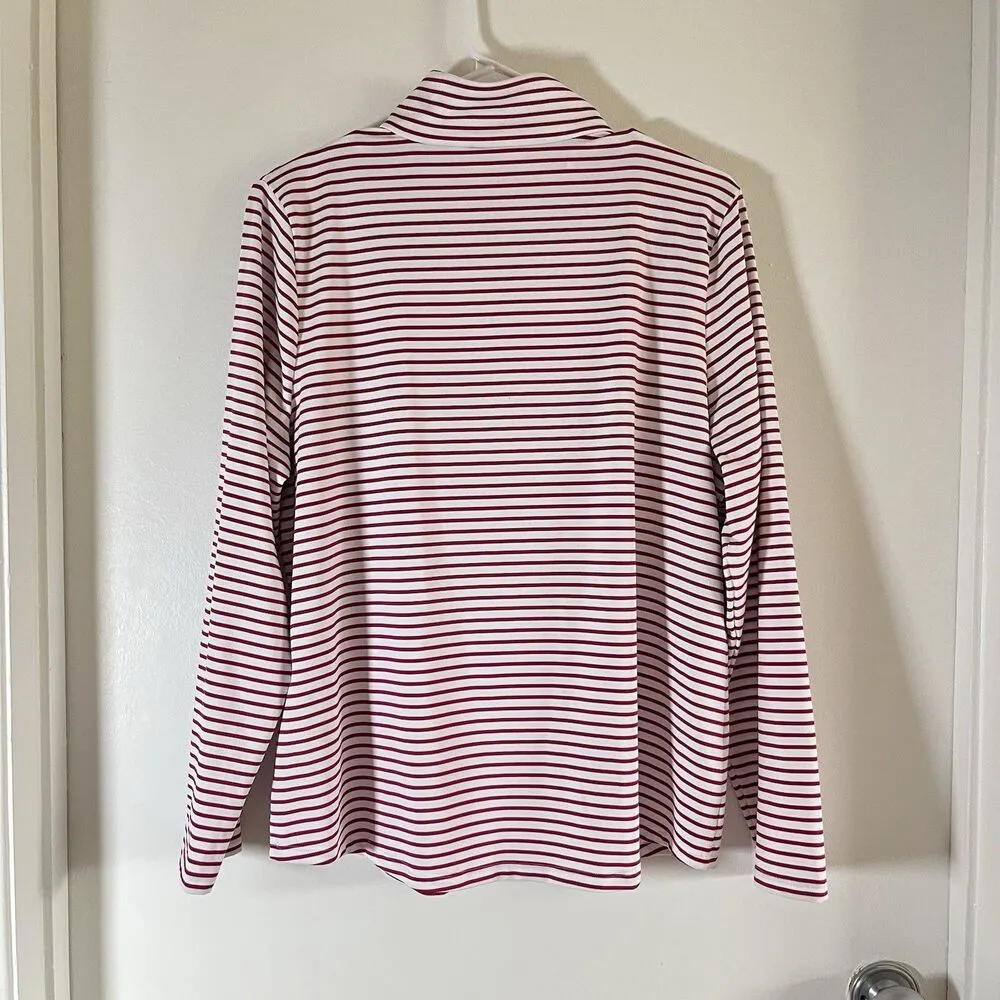 Chico’s Golf Top 1/4 Zip Sz L-2 Red White Mock Neck Pullover Sweatershirt - Image 2
