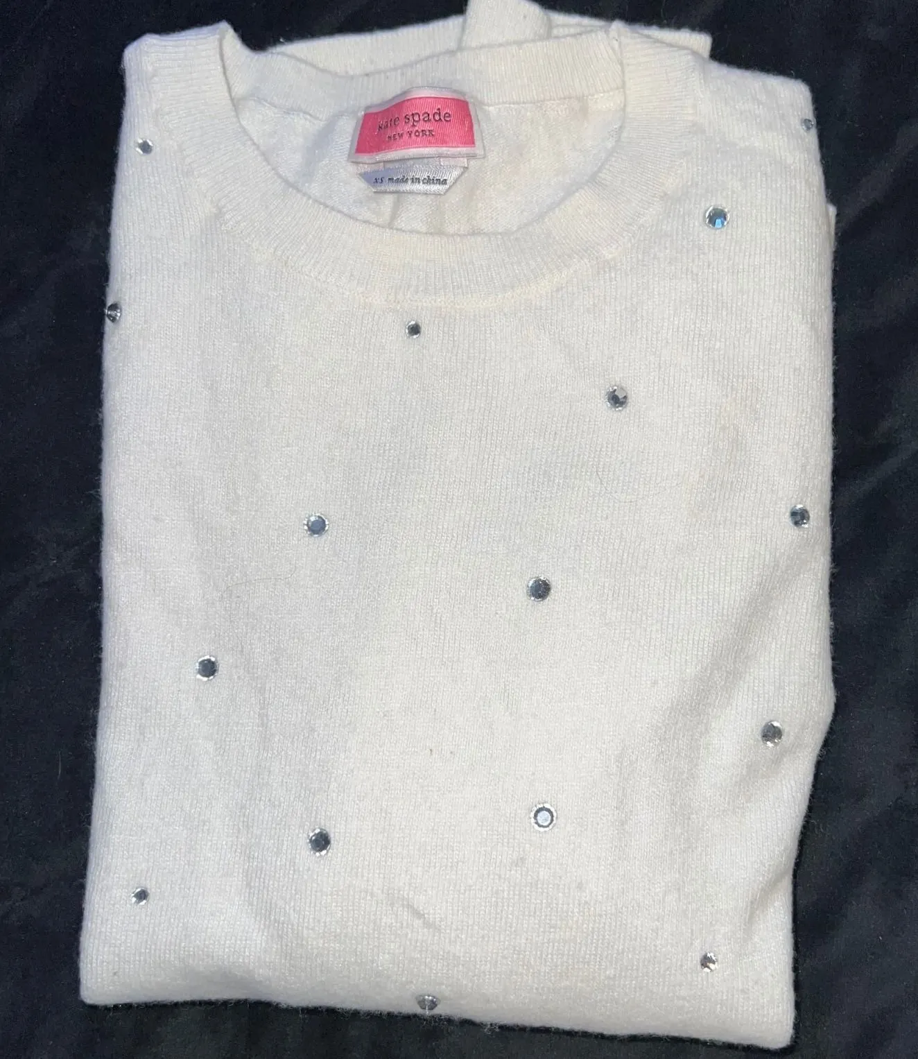 Kate Spade Sweater Rhinestone Embellished Crew Neck Pullover Dressy‎ Casual XS - Image 2