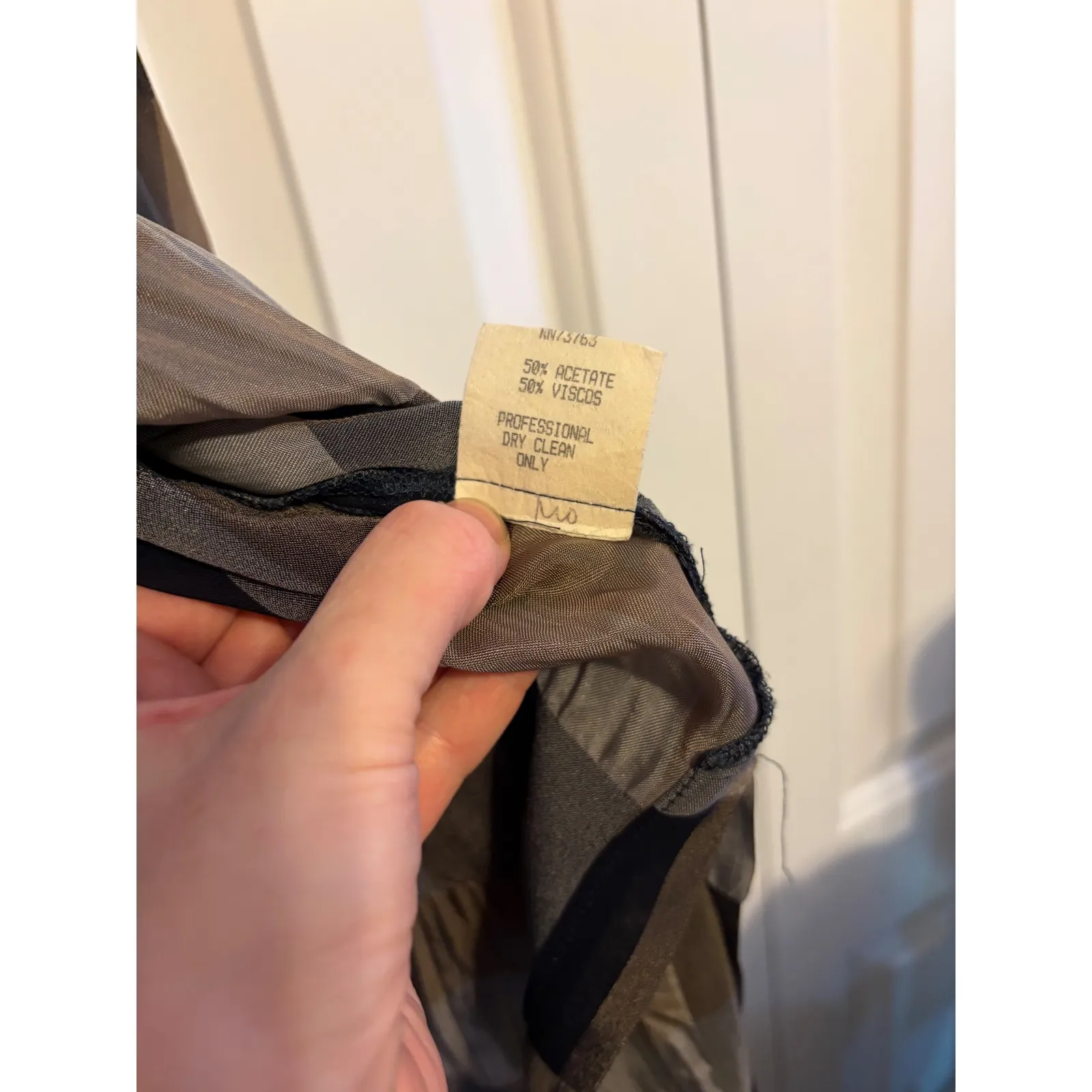 BIYA Plaid Patchwork Oversized Button Up Shirt Women's Medium Acetate Viscose Gray - Image 6