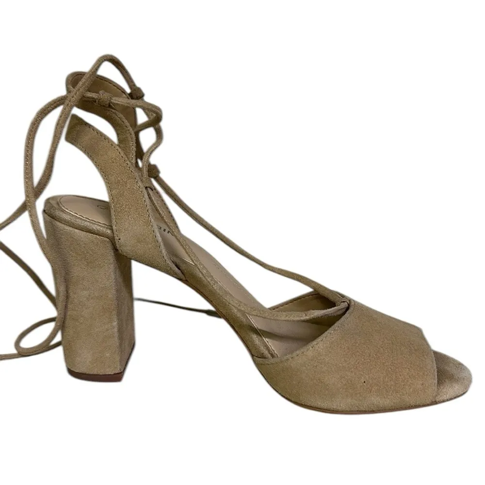 Gianni Bini Keelin Neutral Suede Leather Lace Up Block Heel Sandals Womens 7 - Image 12