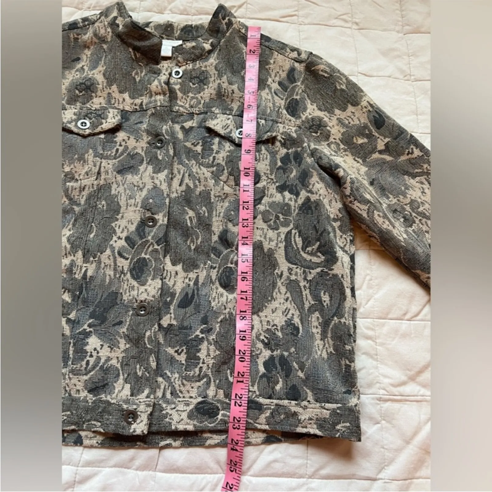 Charter Club Grey & Cream Floral Tapestry Coastal Grannycore Trucker Jacket - XL - Image 7