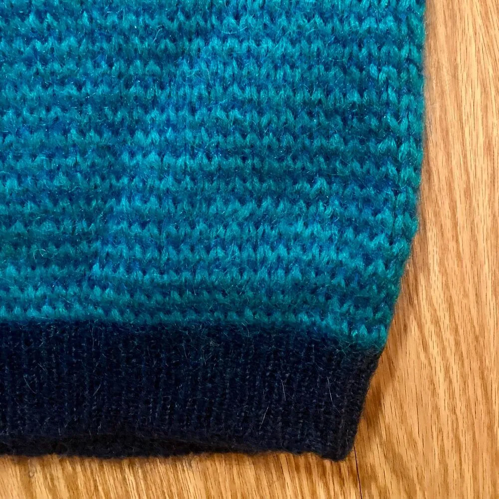 Kristin Paige Vintage Sportswear Blue Striped Chunky Wool Sweater Womens Large - Image 6