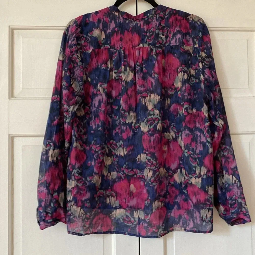 Isabel Marant Etoile Maria Brushstrokes Blouse‎ Abstract Floral Print Cotton Top - Image 12