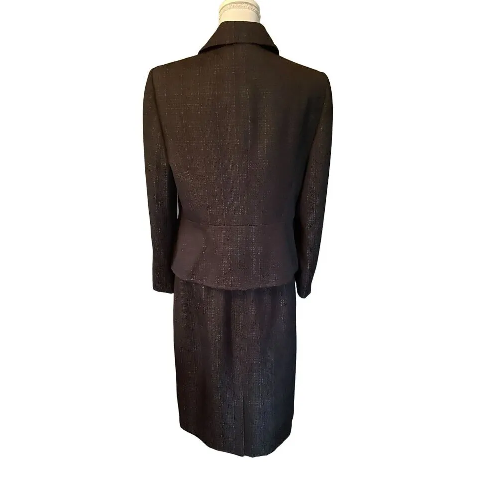 LeSuit Skirt Suit Womens 12 Used Black Silver Textured - Image 2