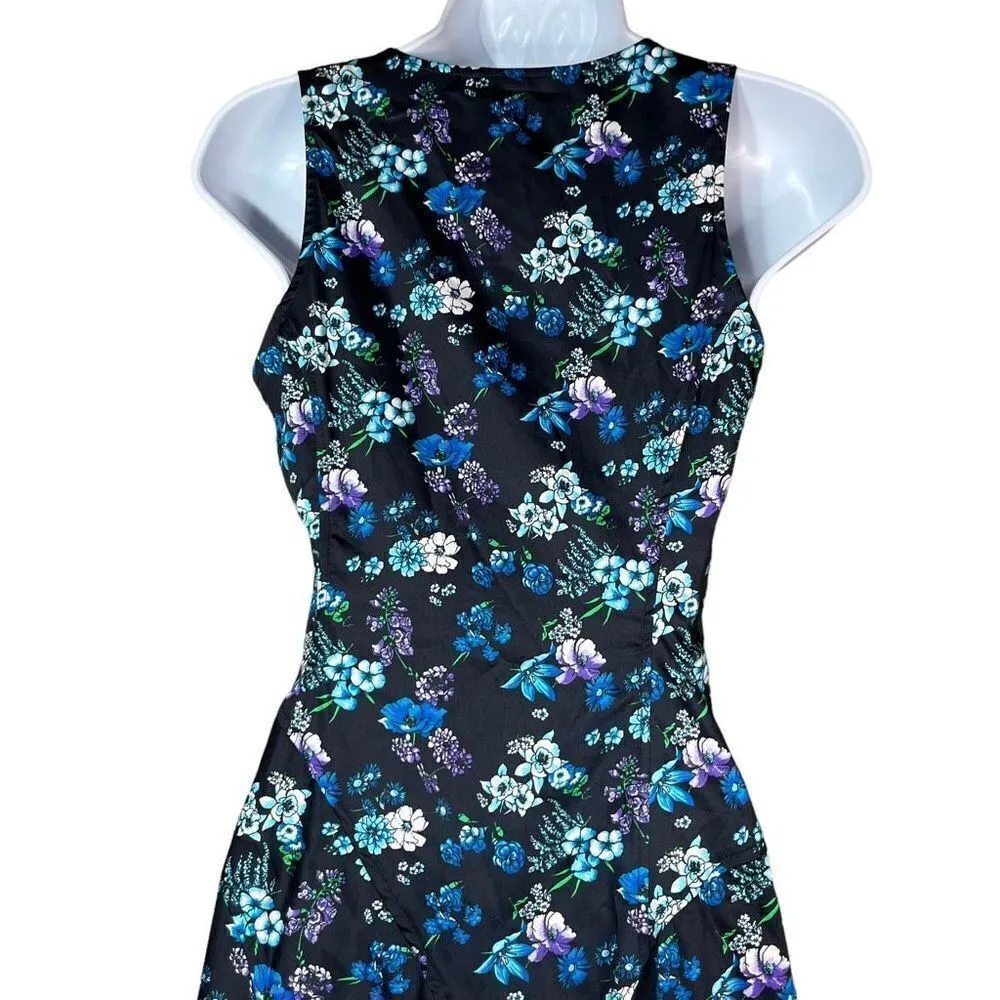 Derek Lam Navy Bouquet Flower Print Dress Size 36 - Image 6