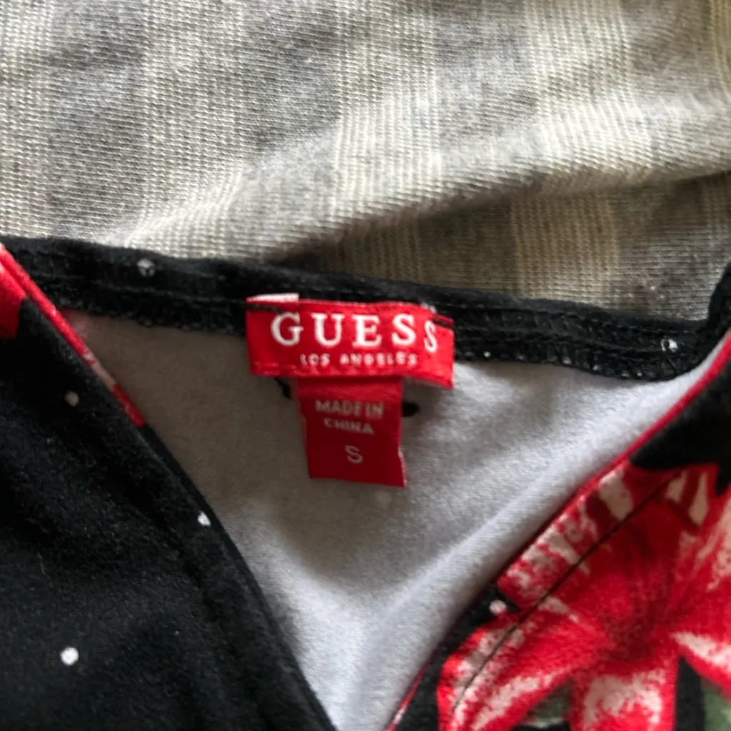 Guess Black Bodysuit with Red Floral Design - Image 3
