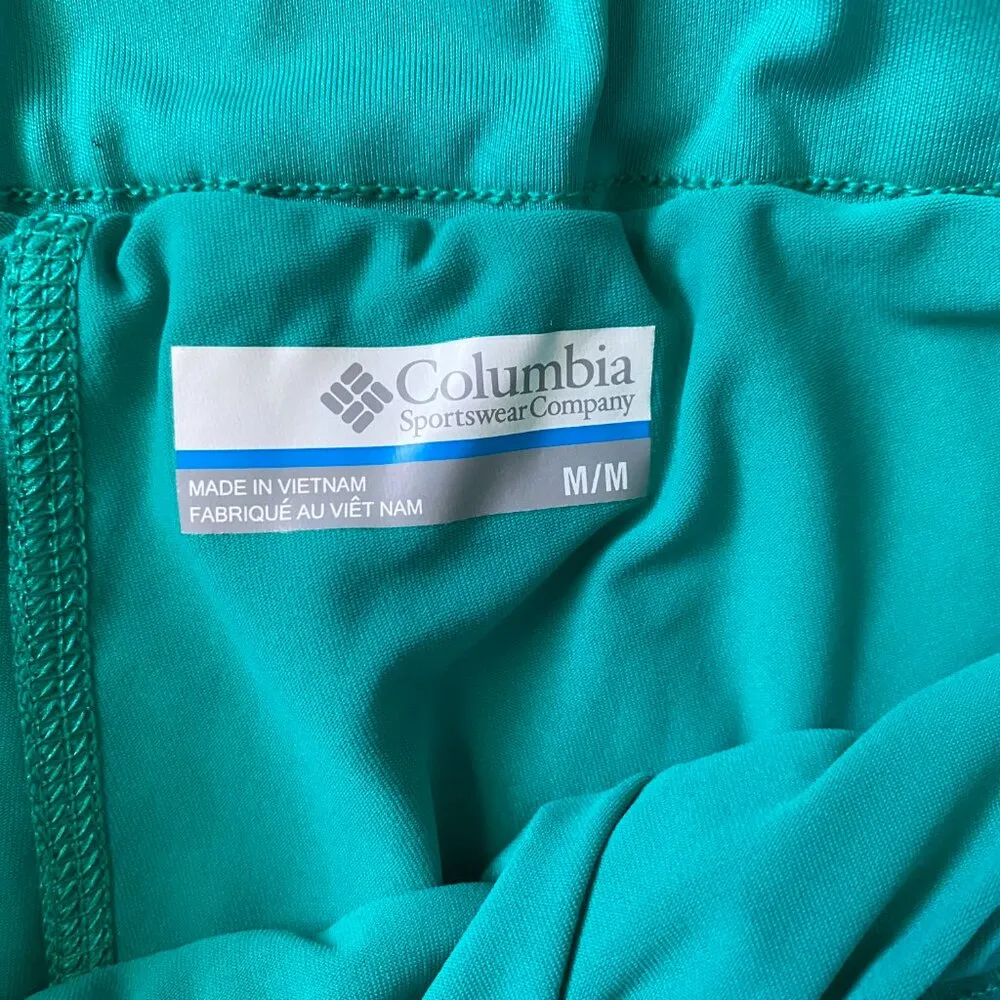 teal green pull on stretchy skorts elastic waist pockets shorts skirt M - Image 8