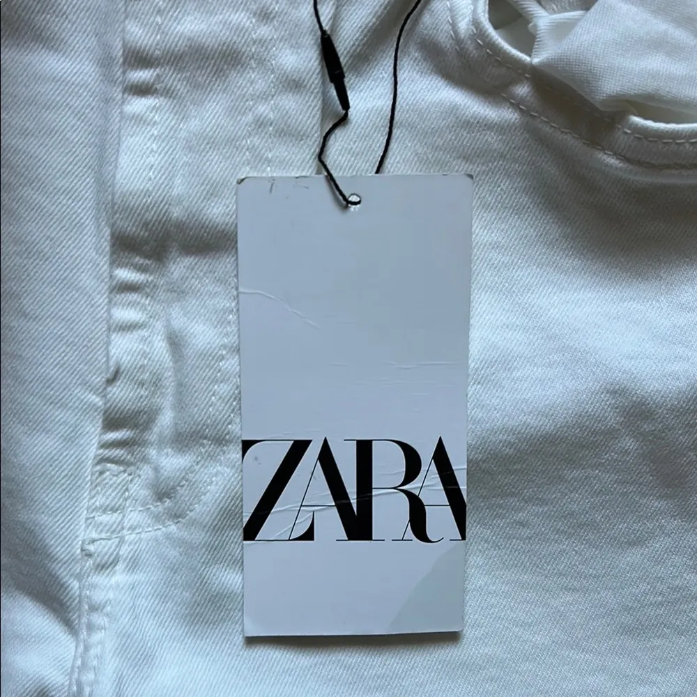 Zara White Straight Leg Jeans High-Rise - Image 3