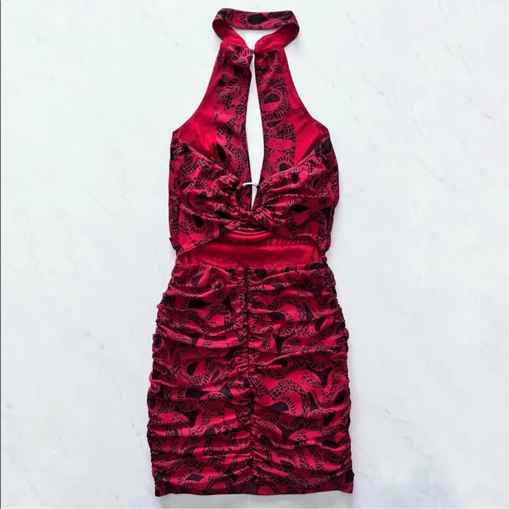 I.am.gia I AM GIA Elegant Red and black snake print Halter Dress Medusa Dress - Image 5