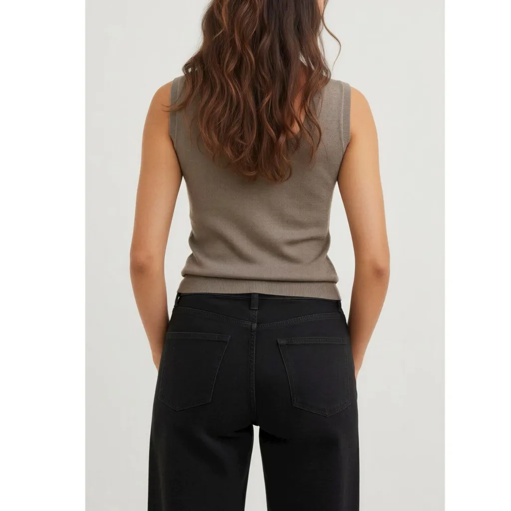 REFORMATION Marta Regenerative Merino Sweater Tank, Cocoa, Large - Image 4