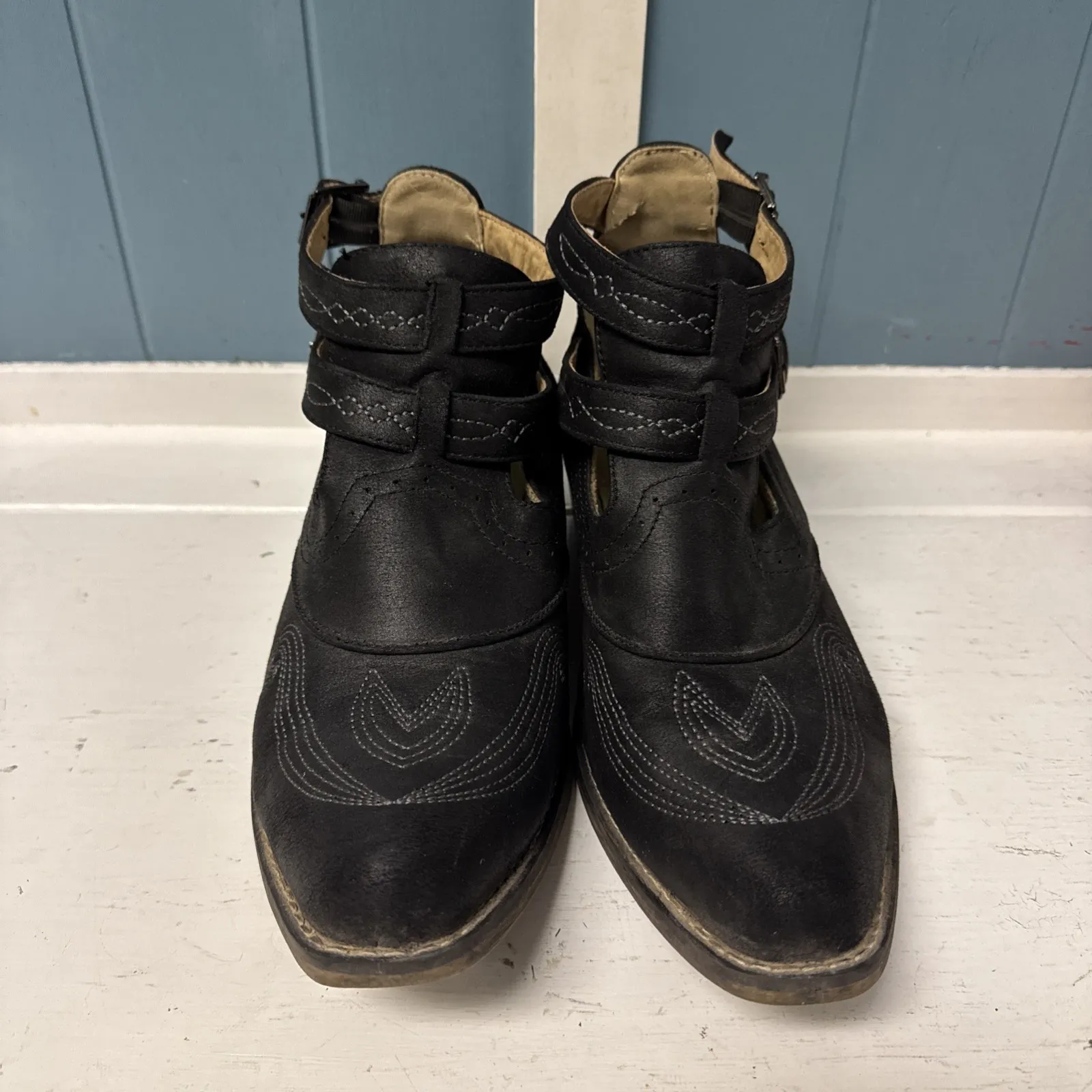 WOMENS ALL OVER VINTAGE Style BLACK SHORTY BOOT ‎ Western Style Booties Size 10 - Image 4