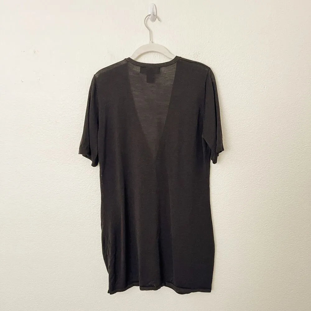 [Vintage] Hart Schaffner & Marx Brown Merino Wool Short Sleeve Cardigan Medium M - Image 2