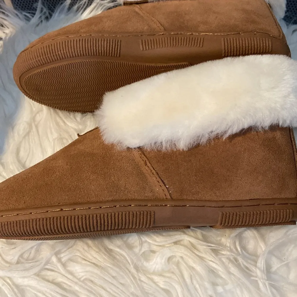Sickafus Sheepskins Real Sheepskin Ladies Booties Size 8 Tan New - Image 8