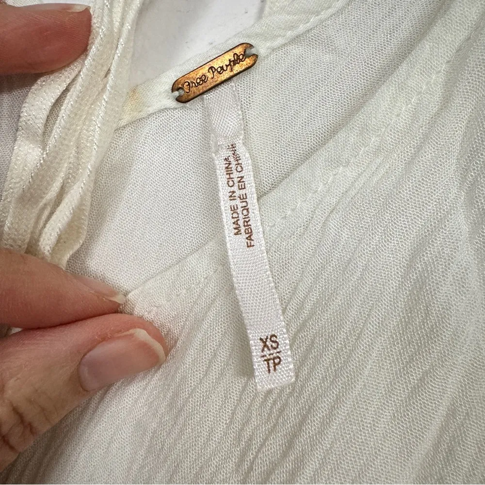 Free People White Mini Dress Womens XS Cottage Core Festival Sleeveless Beachy - Image 8