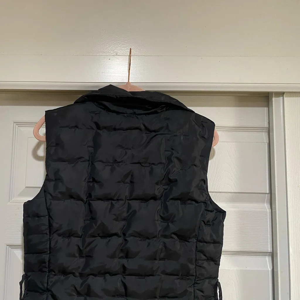 Talbots Women's Quilted Puffer Vest Jacket Sleeveless Tie Waist Black Size S - Image 10