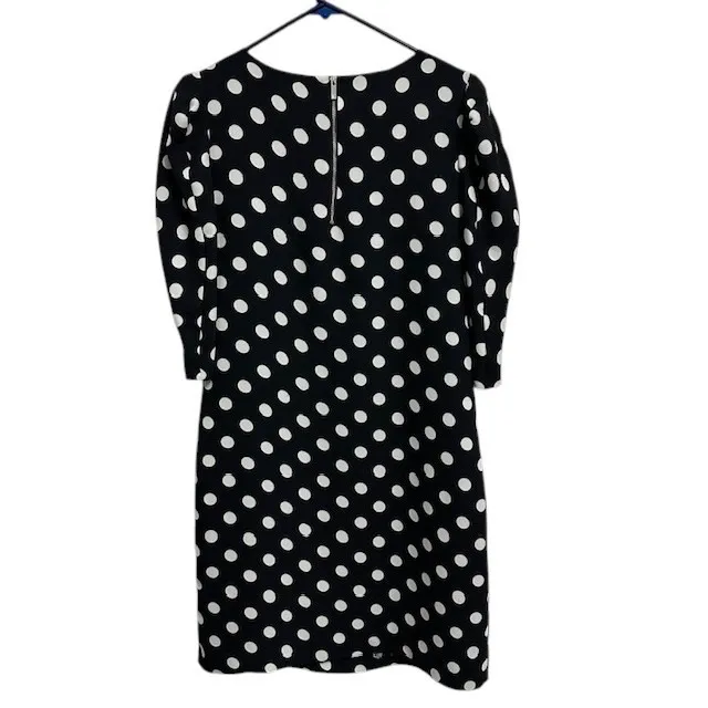 Vince Camuto Polka Dot Puff Sleeve Zipper Back Dress Size‎ 4 Black White - Image 4