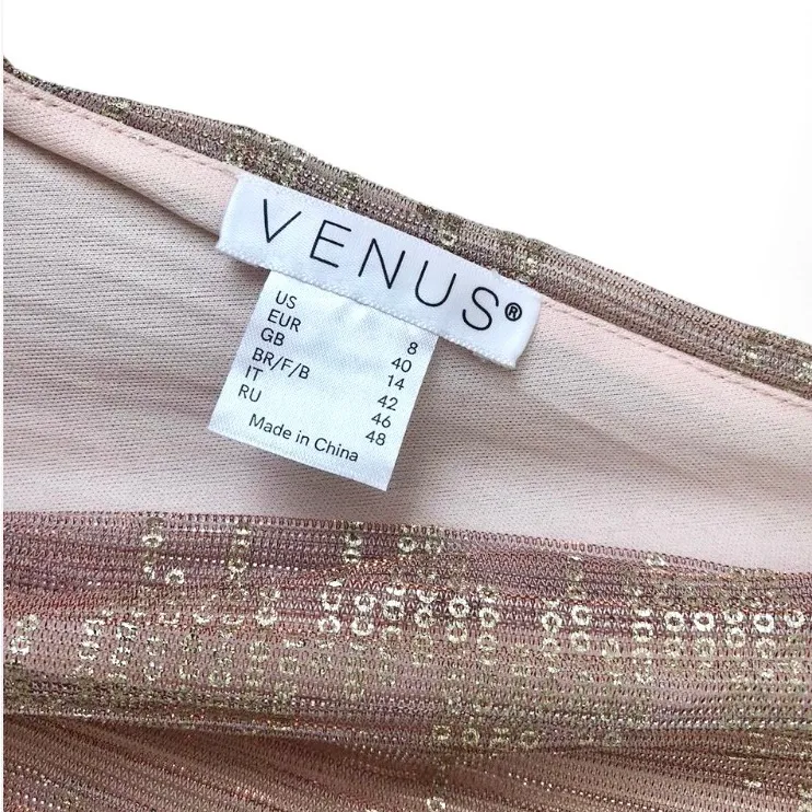 NWOT VENUS Hanky Hem Shimmer Dress Rose Gold Size 8 - Image 12