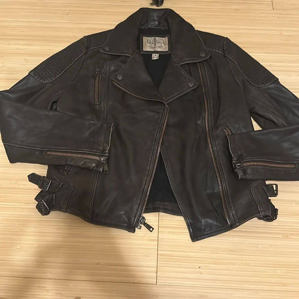 Wilsons Leather Dark Brown Biker Jacket - Image 13