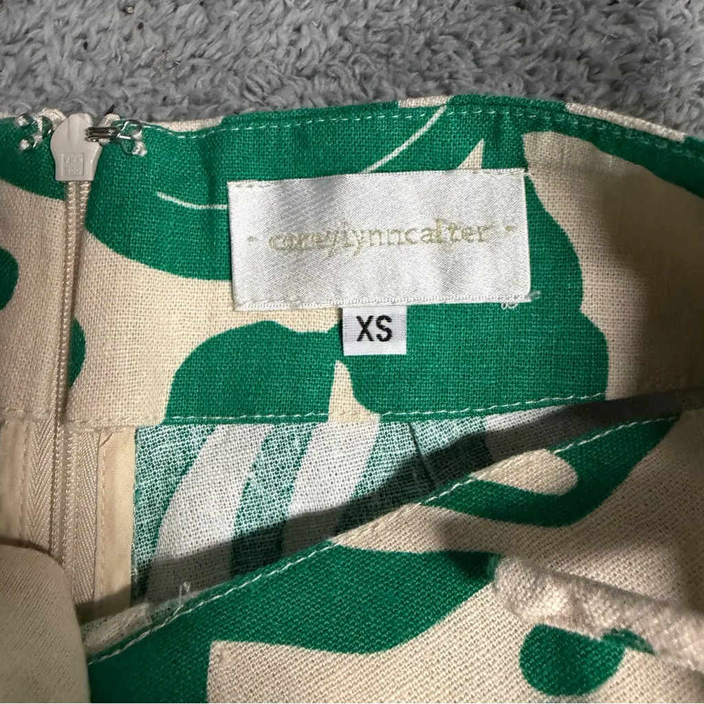 Anthropologie Corey Lynn Calter Ruffle Linen Blend Skort Green Leaf Print XS - Image 5