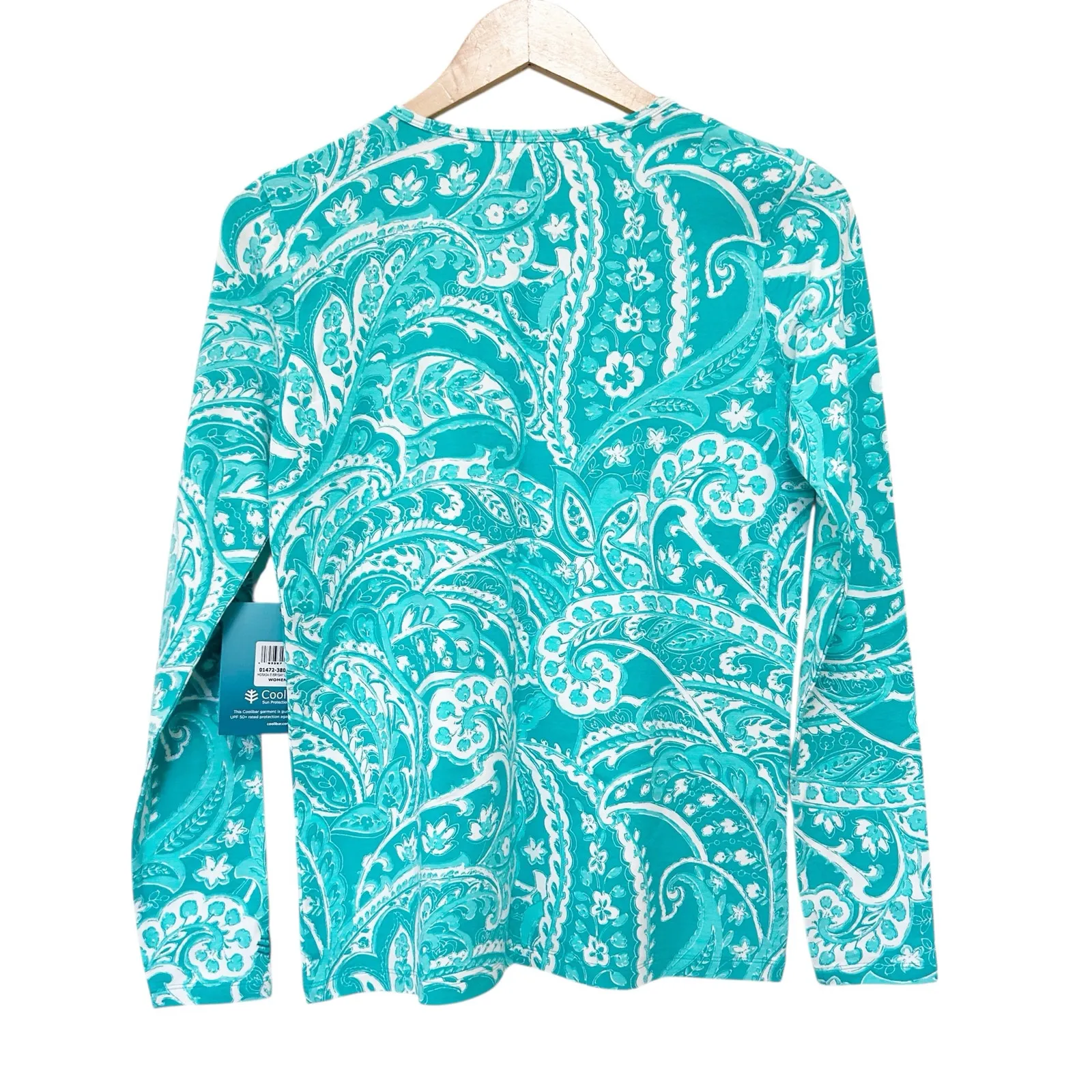 Coolibar Morada Everyday Printed Shirt UPF 50+ Green Paisley Sz XS - Image 5