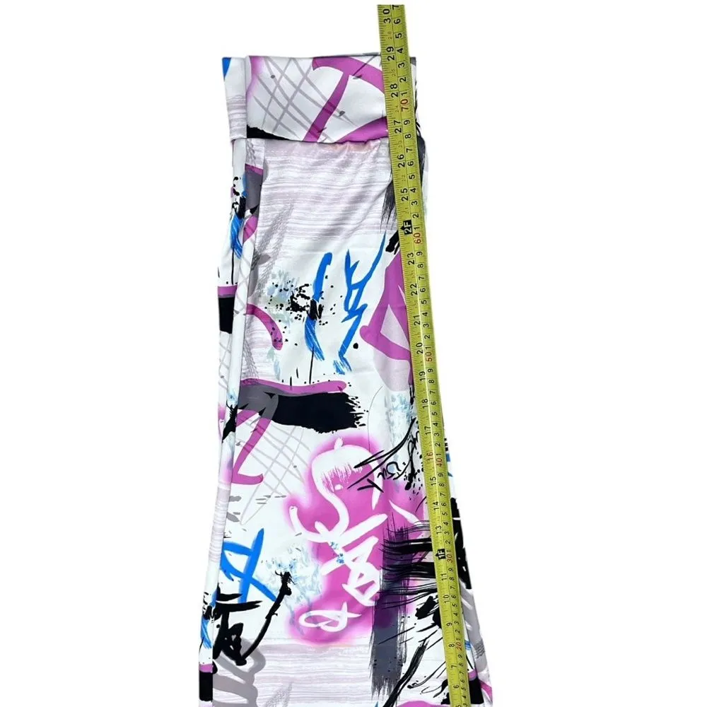 Y2K Graffiti White Pink Drawstring Jogging Pants Womens Size M Urban Streetwear‎ Size M - Image 9