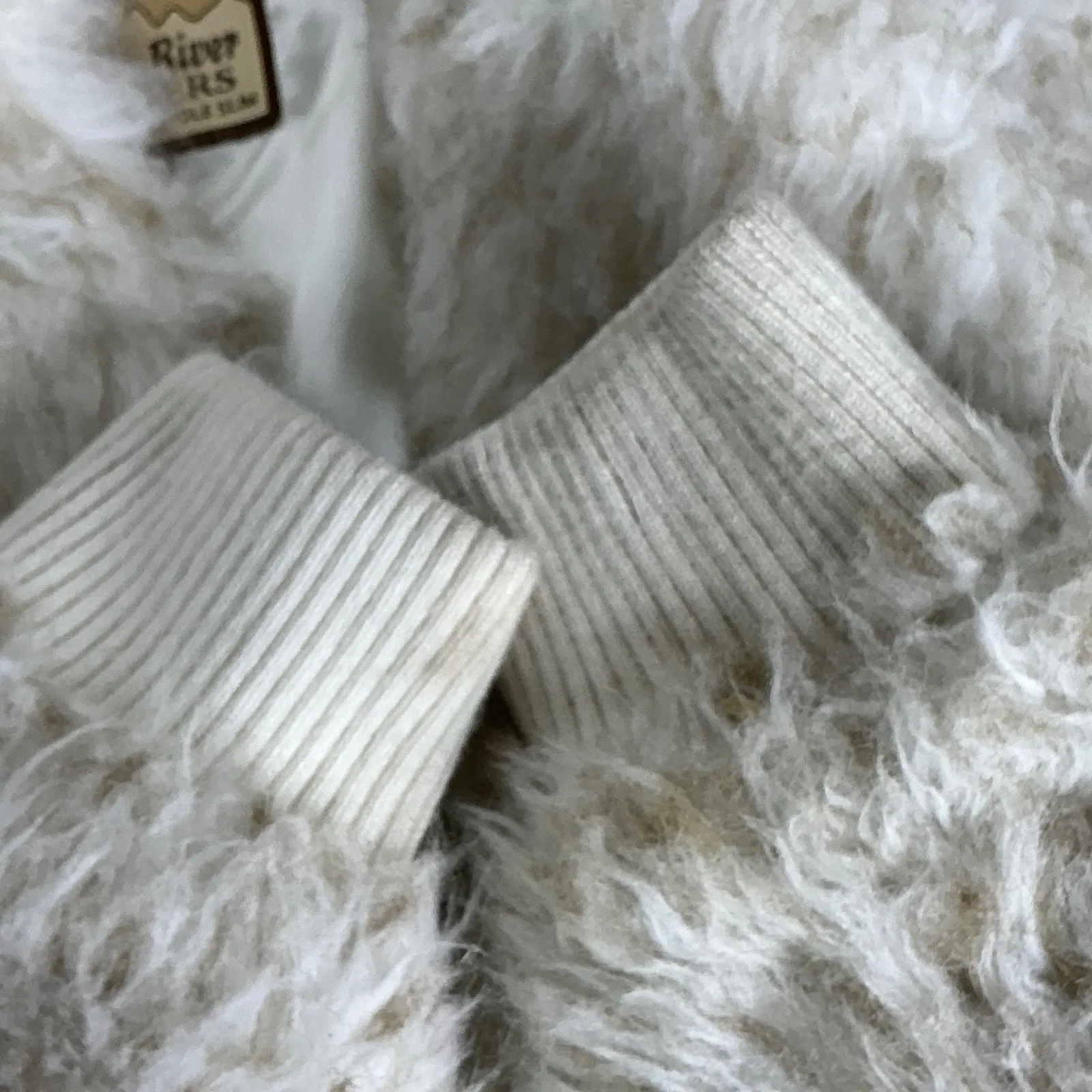 Powder River Outfitters Fuzzy Faux Fur Sweater Jacket Cream XS Panhandle Slim White - Image 9