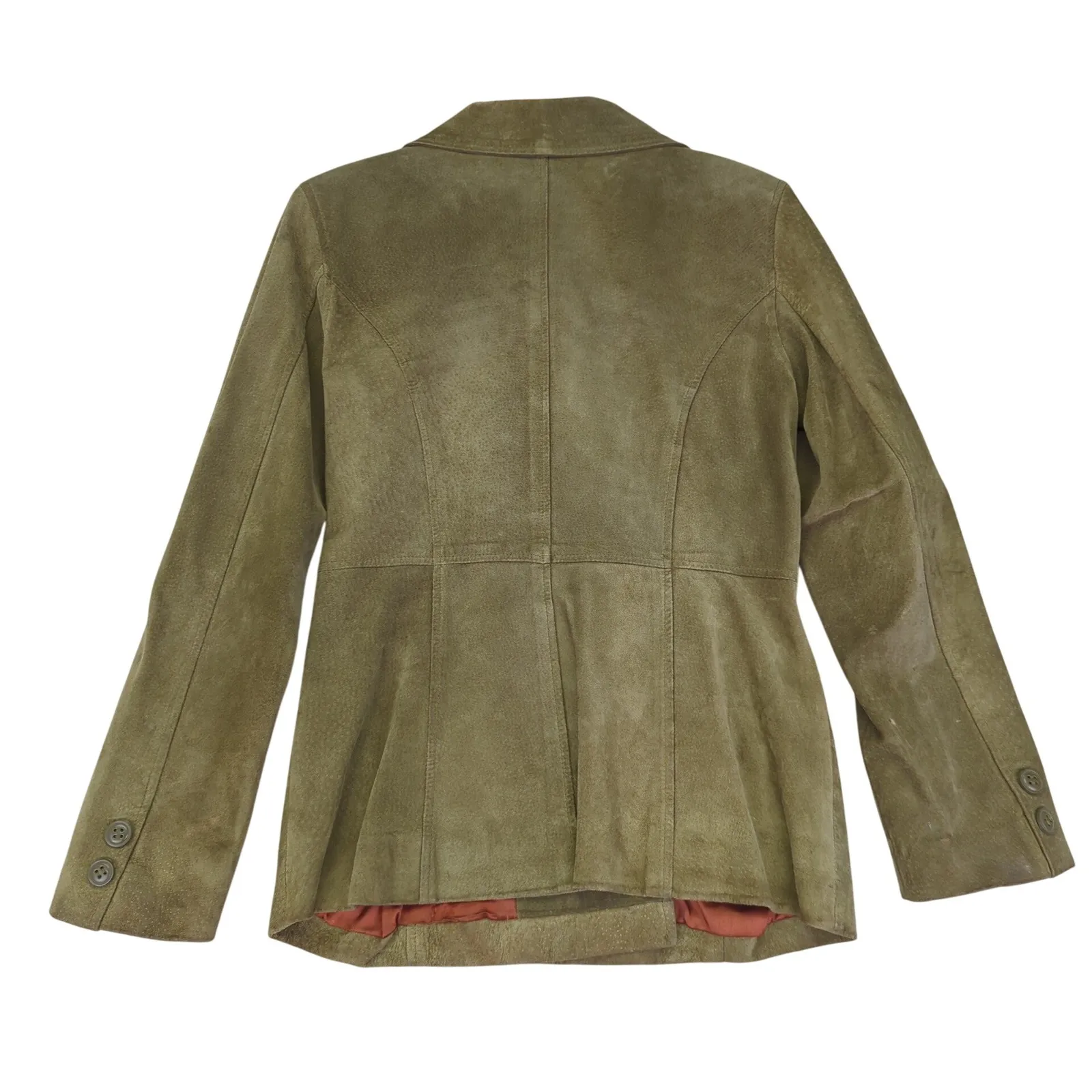 Rubbish Genuine Leather Olive‎ Green Suede Double Breasted Jacket Women's Small - Image 2