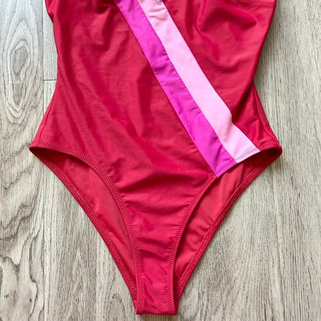 Solid & Striped Solid & Stripe The Ariel One Piece Swimsuit in Colorblock Crimson Size S - Image 4