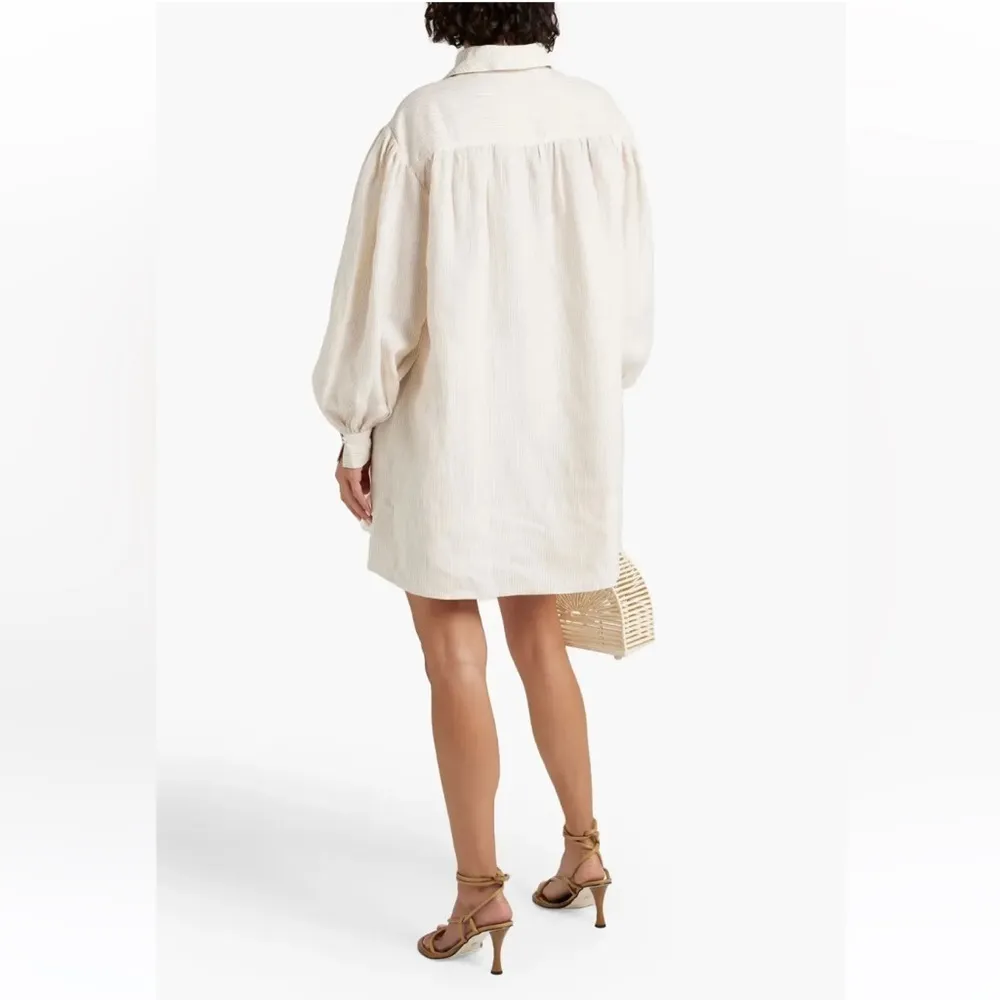 Ulla Johnson Dania Striped Linen Mock Neck Short‎ Mini Tunic Dress Size 2 XS - Image 2