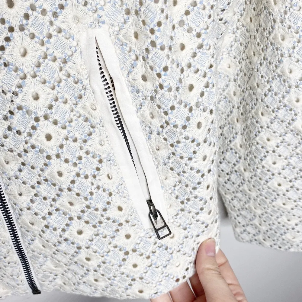 Dolan Anthropologie Left Cost Collection Rossi floral eyelet Moto jacket size S - Image 7