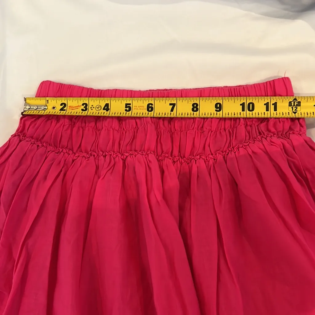 H&M women XS Xsmall Hot pink 100% cotton skirt elastic rushing lining flowy - Image 6