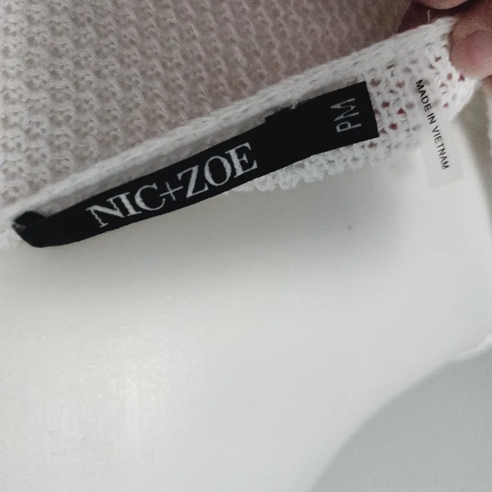 Nic & Zoe Cannon Neutral Stipe Linen Blend Sweater Size MP - Image 8