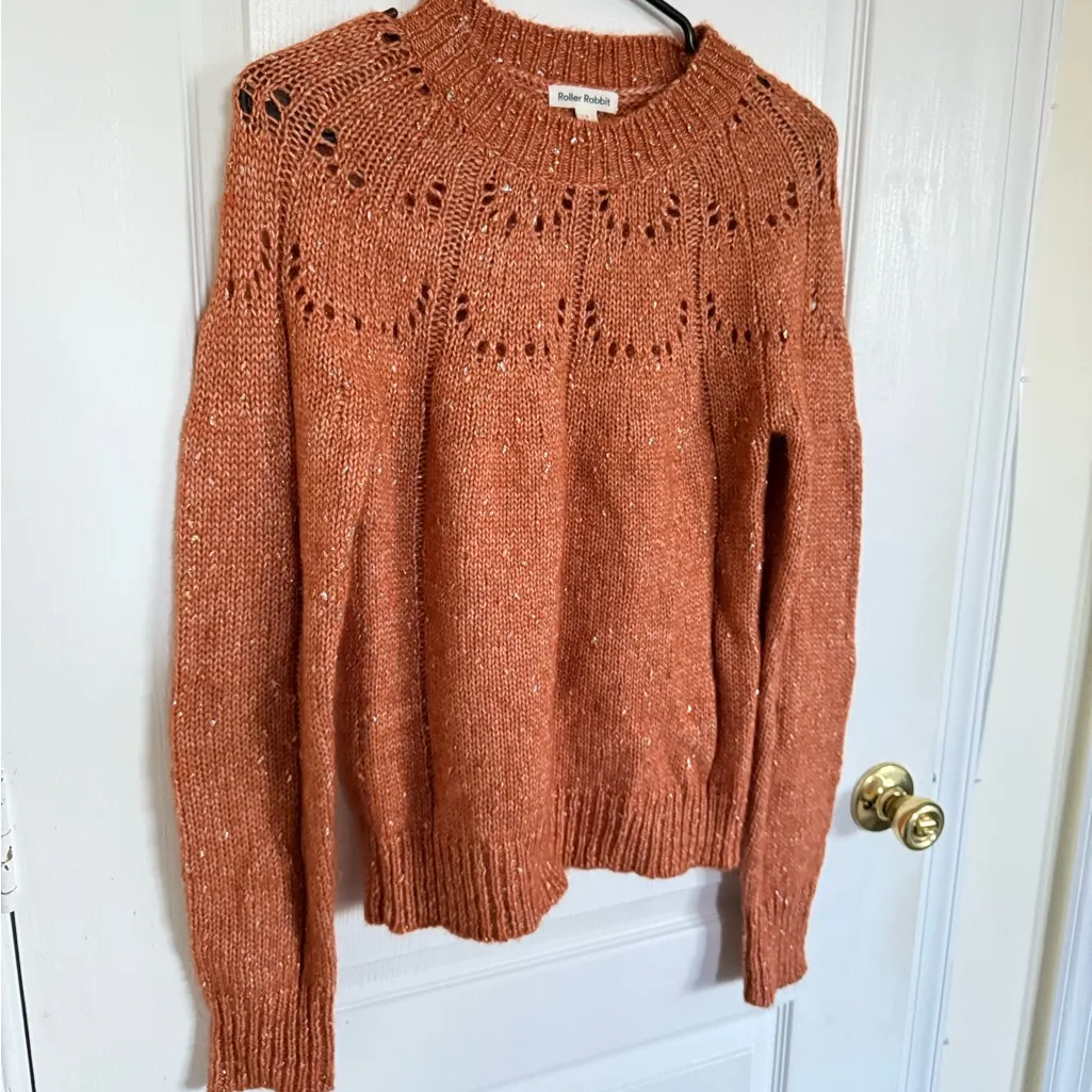Roller Rabbit Velma Alpaca Blend Knit Sweater Orange - Image 4