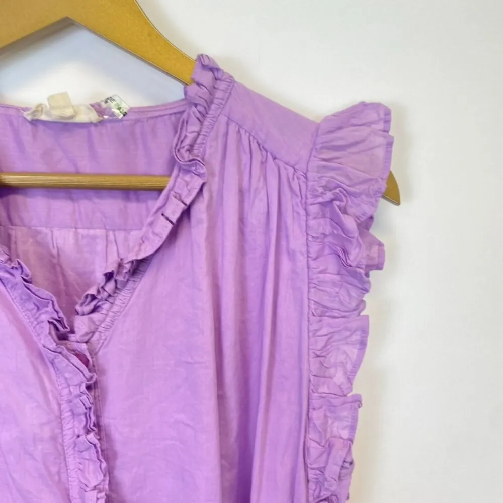 Elan Purple Ruffle Button Down Waist Tie Dress - Image 2