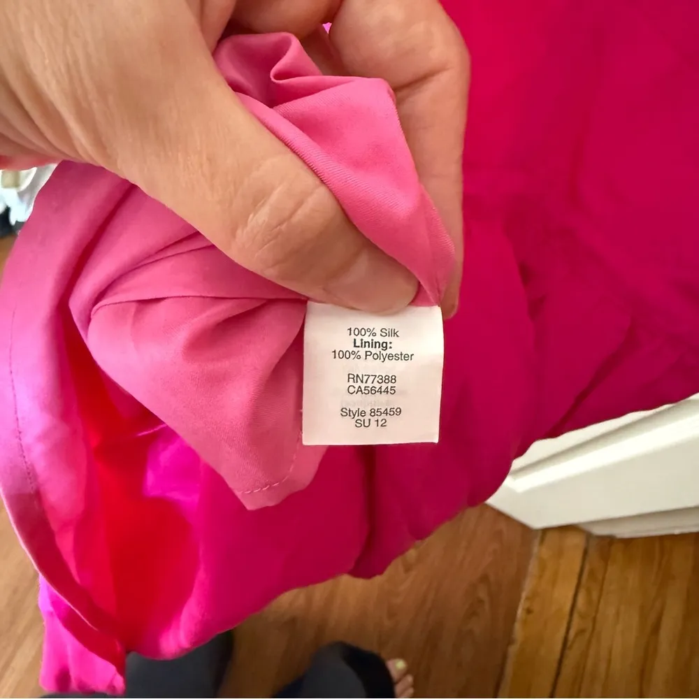 100% Silk Pink Spaghetti Strap Dress - Image 5