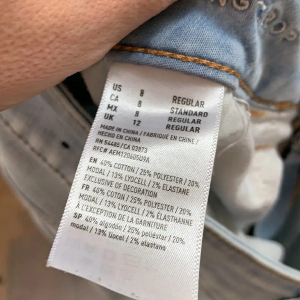 American Eagle Super Super Stretch Hi-Rise Jegging Crop Light Wash Distressed - Image 5